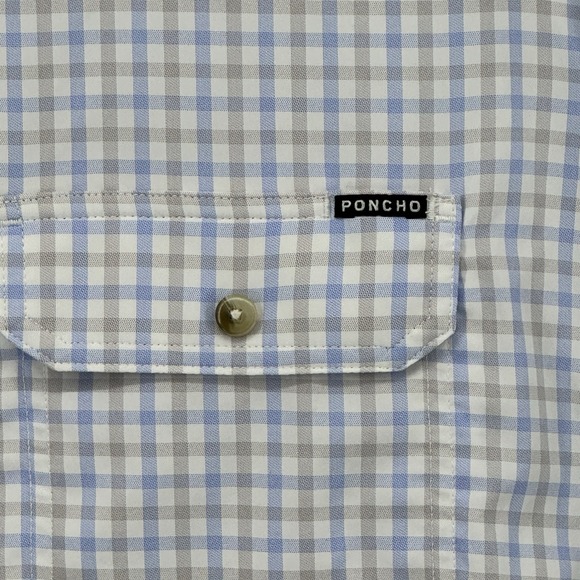 Poncho The Catfish Long Sleeve Shirt 2XL Outdoors Fishing Plaid Blue Gray Vent - Picture 4 of 12